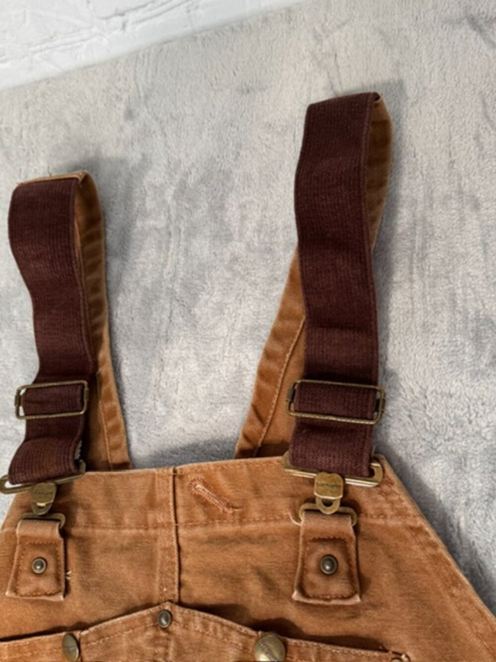 Carhartt R06 BRN Duck Bib Overalls Mens 44x30 Brown Double Knee Workwear - Picture 6 of 15